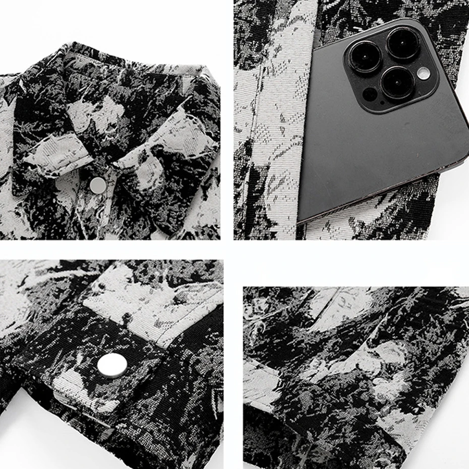 Spring Autumn Flowers Knitted Jacket Men Fashion Casual Button Jacket Male