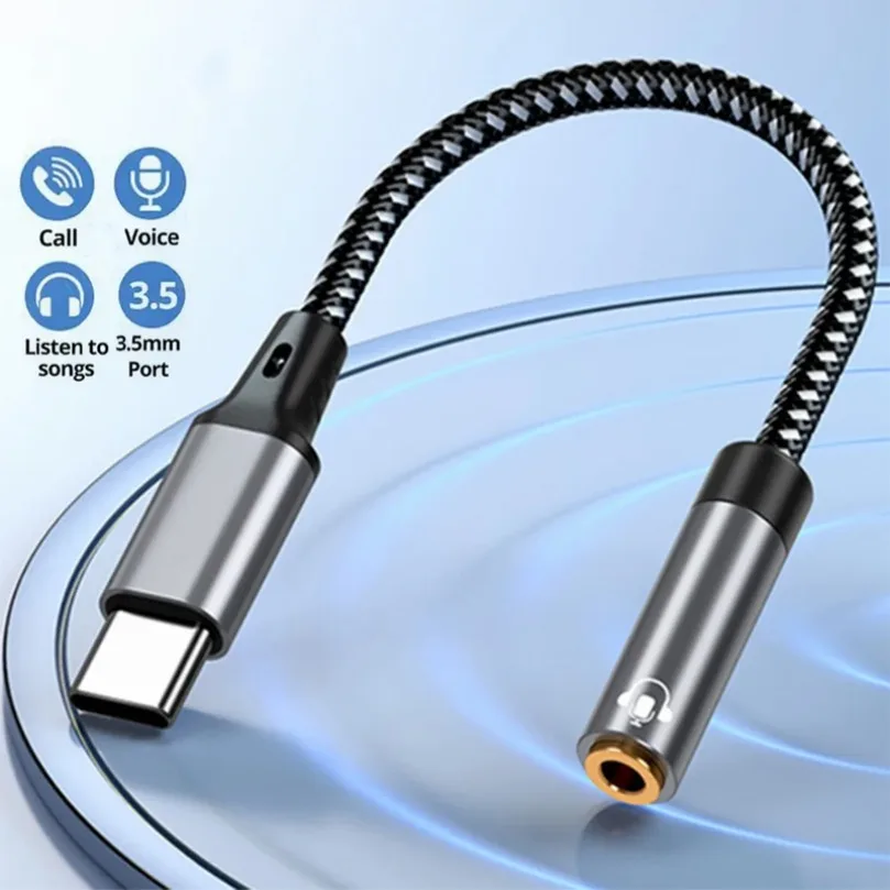 USB C To 3.5 Mm Audio Aux Cable Type C To 3.5mm Jack Headphone Adapter for Macbook Air Huawei Xiaomi Samsung Galaxy S24 S23 S22