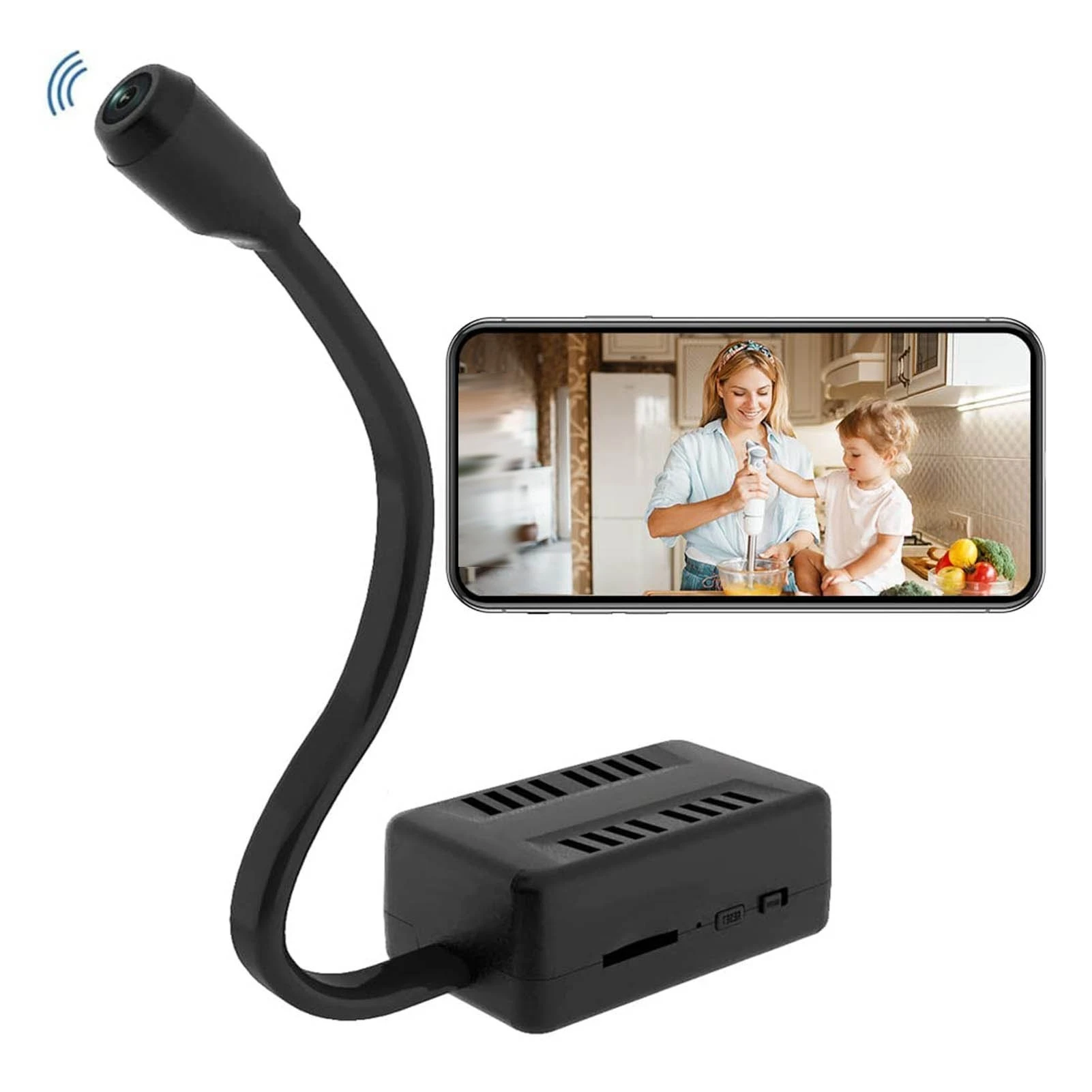 Mini cámara WiFi HD 1080P, Cable de lente Flexible, detección de movimiento de conversación bidireccional, recargable por USB, pequeña cámara WiFi inalámbrica