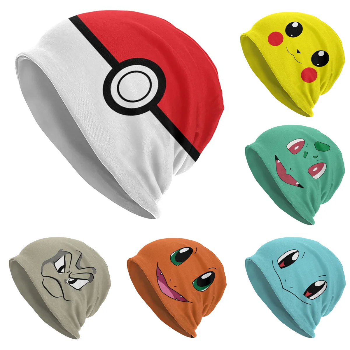 Pokemon Merch Cute Pikachu Beanie Caps Women Men Teenage Charizard Beanies Skullies Kawaii Charizard Squirtle Bonnet Knitted Hat