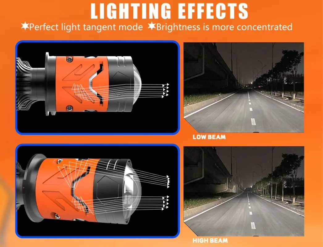 2PCS H4 Bi LED Projector Lens Auto Headlight Turbo Lamps Plug Play 16000LM 160W Motorcycle Light LED headlight