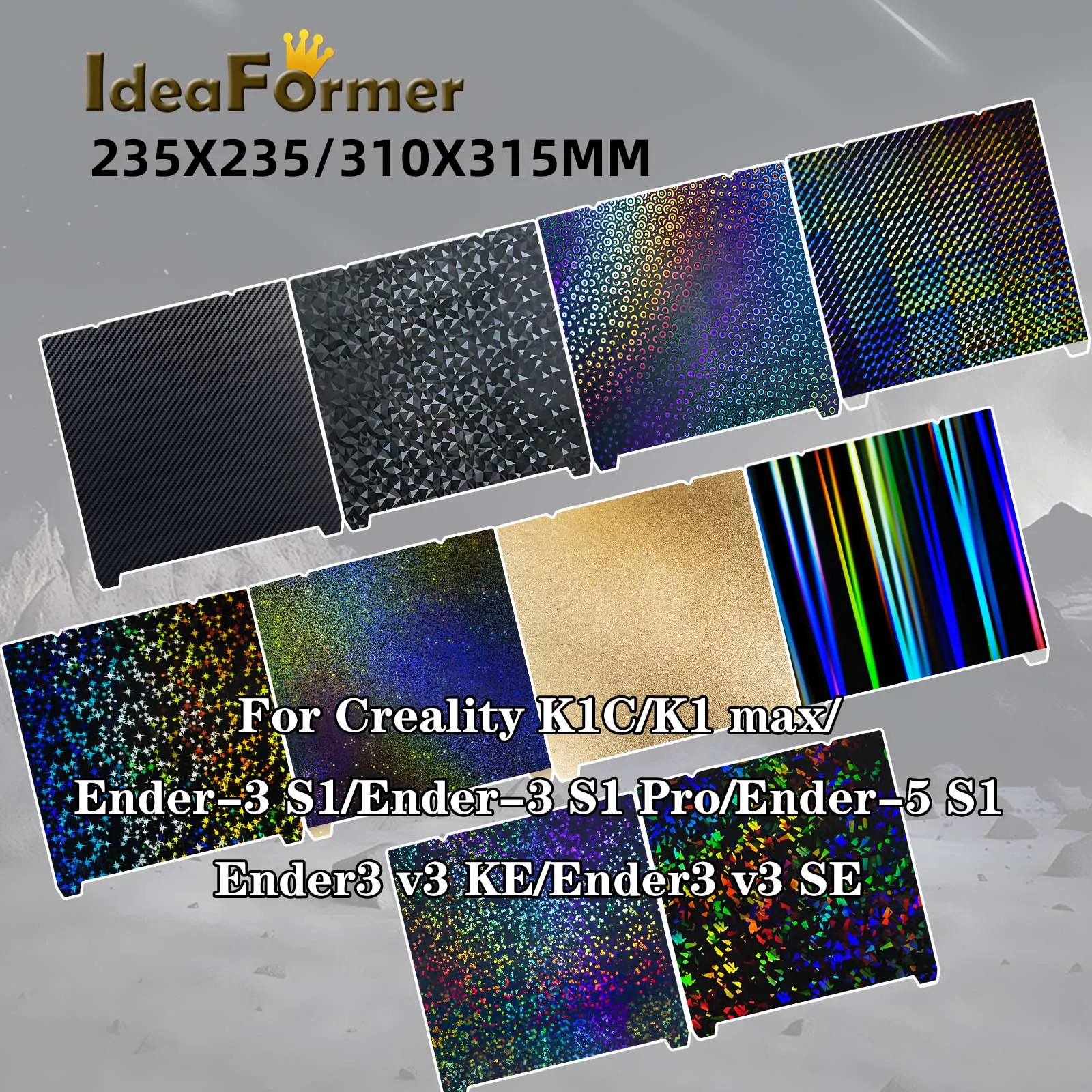 Dla Creality Ender 3 S1/K1/K1 Max płyta do zabudowy 235x235mm 310x315mm PEI PEO PET dwustronny nadruk płyta stalowa sprężyny magnetycznej