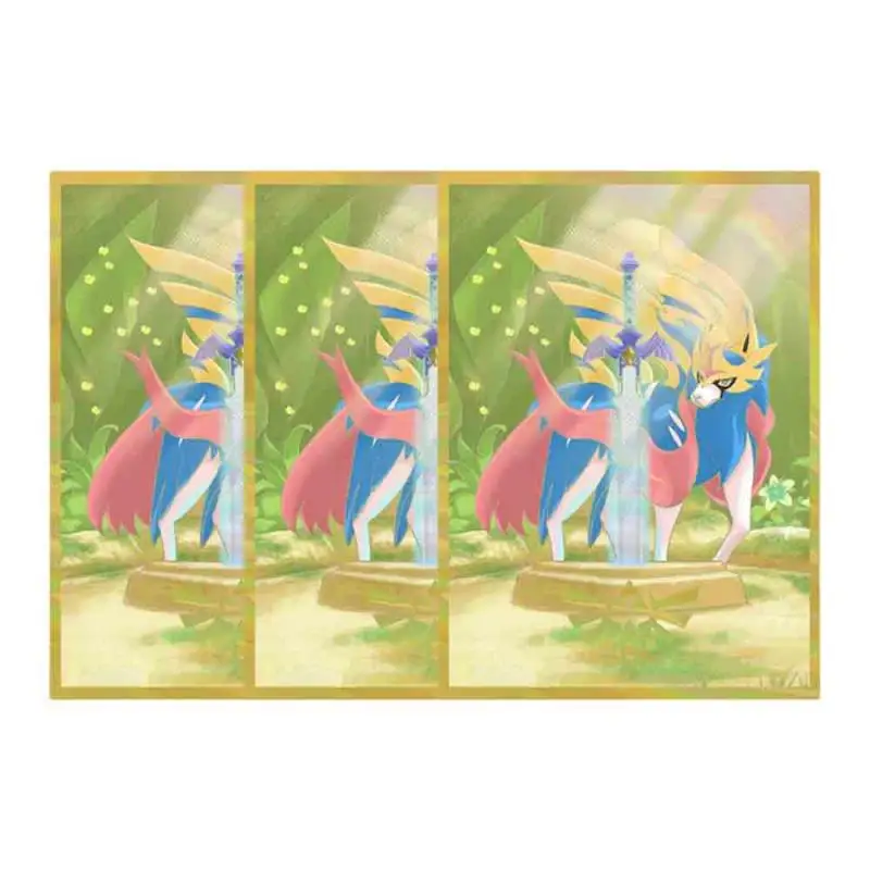 65Pcs/set Pokemon Ptcg Zacian Cards Sleeve Anime Game Characters Colorful Laser Version Diy Cards Protective Cover