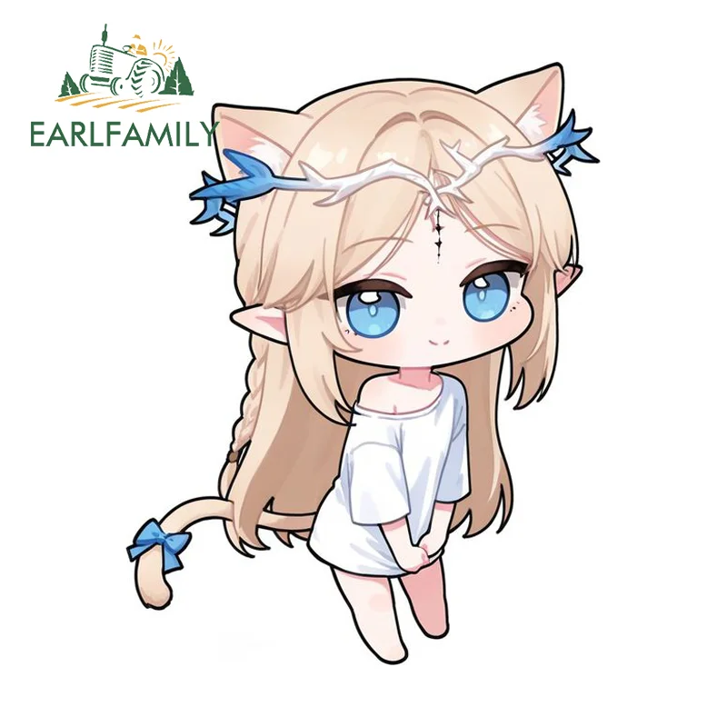 EARLFAMILY Pajamas Cat Cartethyia Wuthering Waves Car Stickers Popular Anime Item Decoration Sunscreen Vinyl Racing Accessories