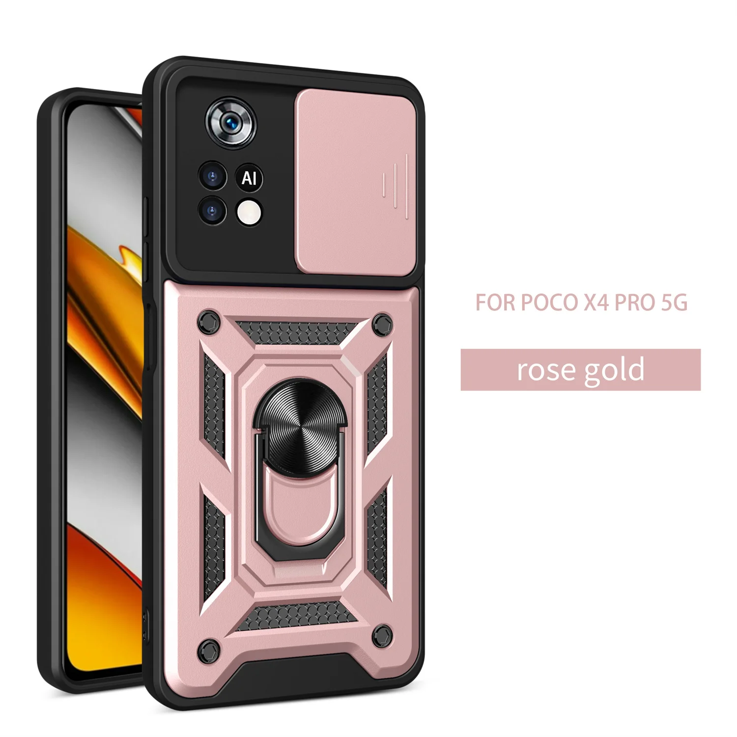Para funda de teléfono Poco X4 Pro 5G funda con soporte para teléfono Poco X4 Pro 5G lente de cámara protege a prueba de golpes armadura de parachoques funda trasera