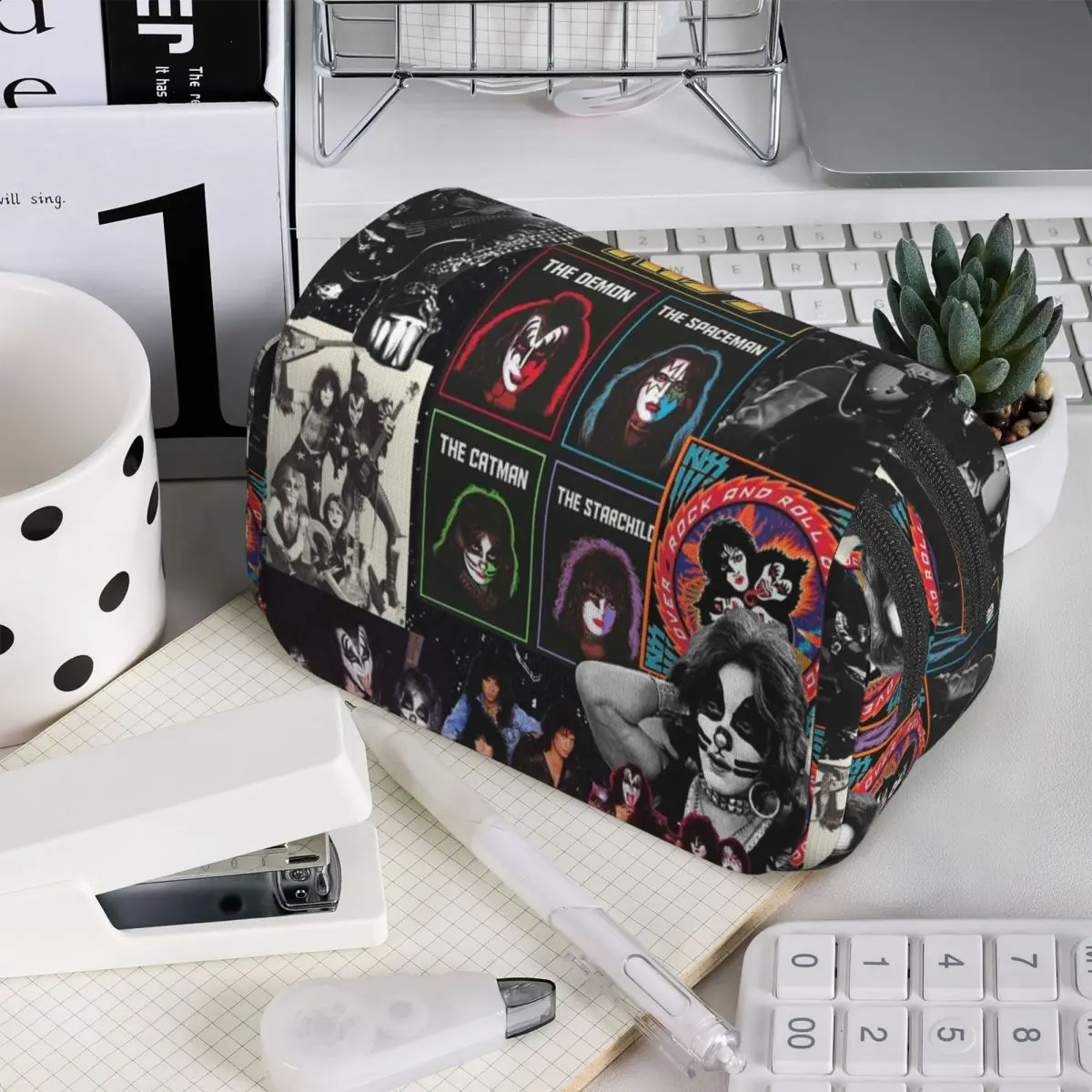 Heavy Metal Rock Music Band Kiss Pencil Case for Boys Girls Gifts Pen Box Pencil Bag Stationery Supplies Pen Holder Bag