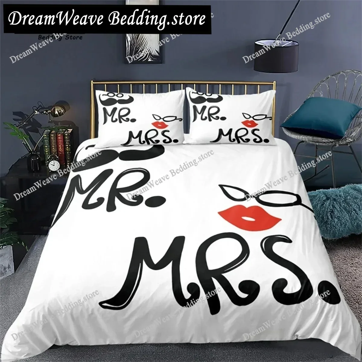

Love Words Duvet Cover Set Romantic Couple Bedding Set Microfiber Love Heart Comforter Single Double Full Queen Size Quilt Cover