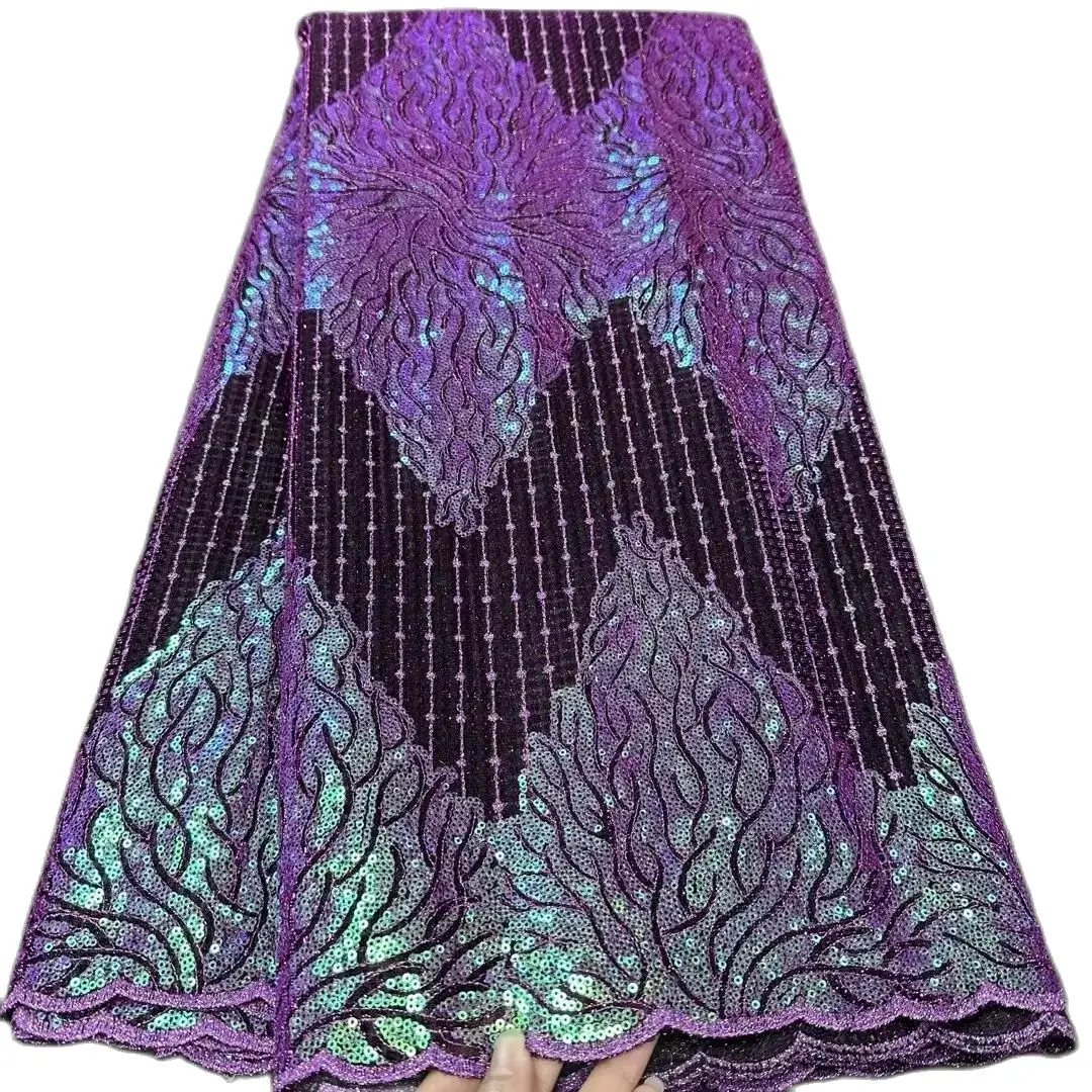 Imagem -06 - Tecido Africano de Renda para Costurar Vestido de Casamento Material Veludo Material Macio com Lantejoulas Cor Branca Boa Qualidade Novo 2023