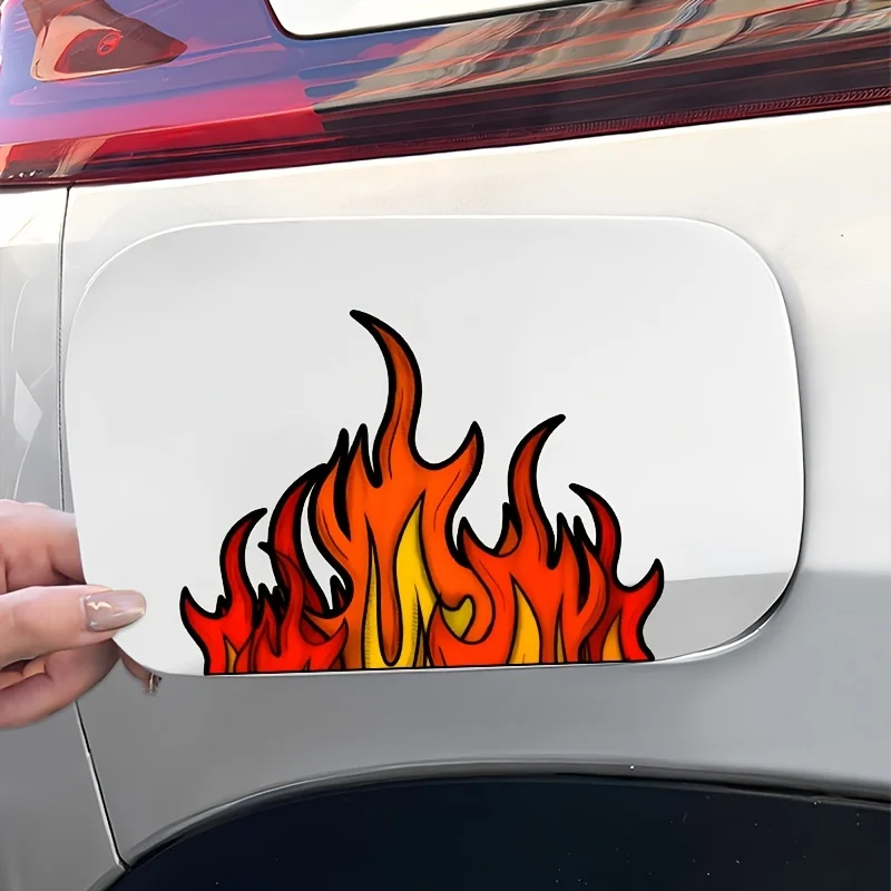 2Pcs/set 2D Flat Flame Vinyl Stickers Waterproof Decals for Motorcycle Helmet Car Truck SUV Laptop Suitcase Scratch Cover