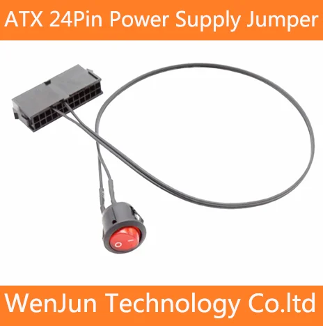 High Quality ATX/EPS 24Pin Power Supply Jumper Start On/Off Switch Cable for PC motherboard50pcs