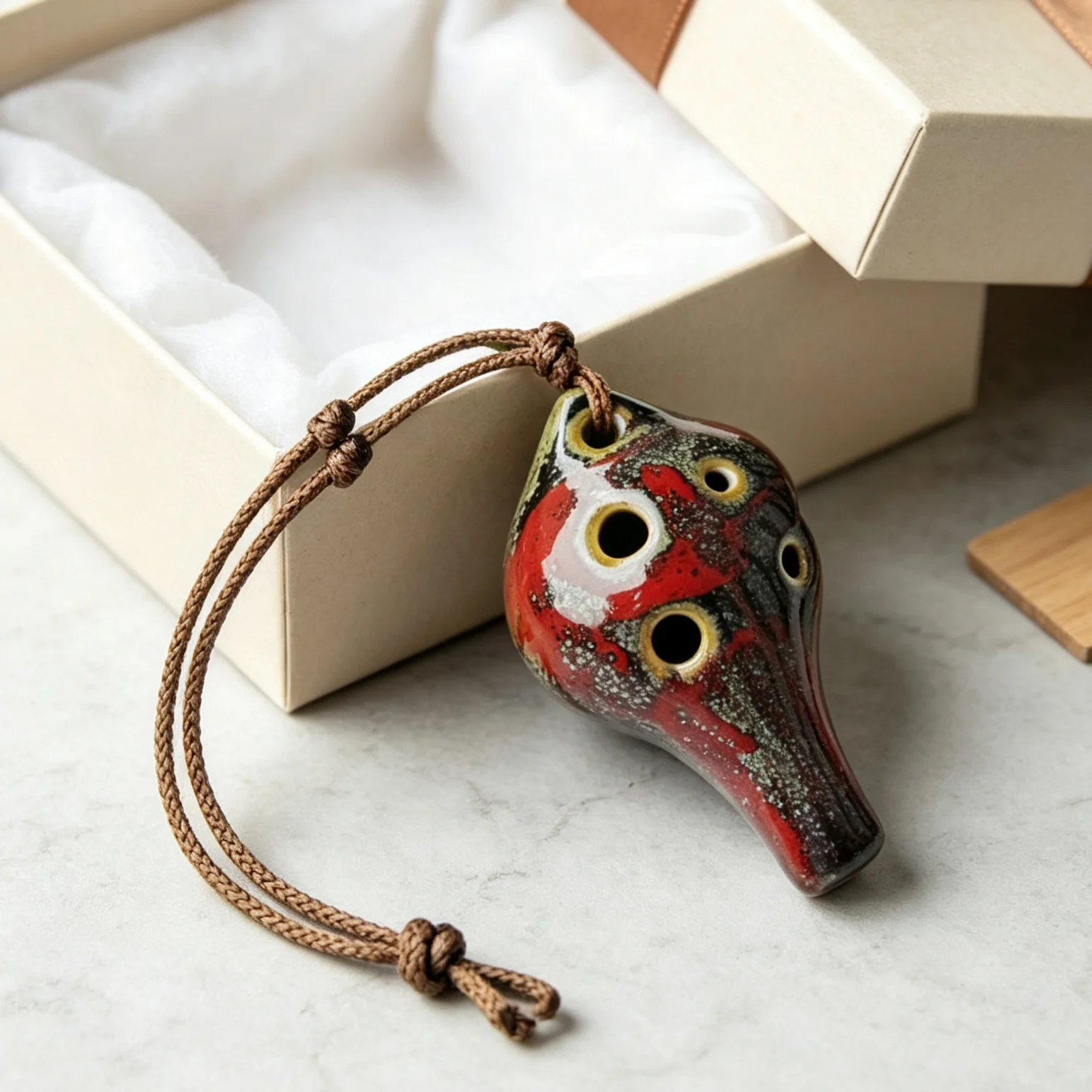 1Piece 6 Hole Small Ocarina Flute Beginner Instrument Tourist Souvenir Instrument Accessories Ceramic Pendant Student Art Supply