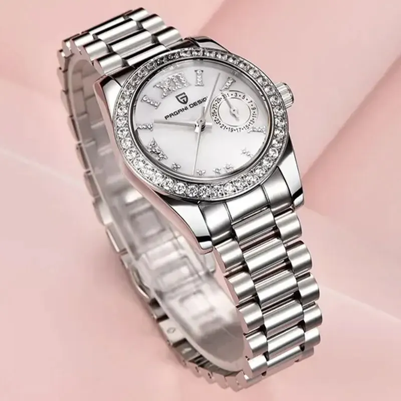 Reloj de pulsera PAGANI DESIGN 2025 de 32mm para mujer, reloj de cuarzo VH65, reloj de cristal de zafiro de la mejor marca, reloj resistente al agua de acero inoxidable 100M