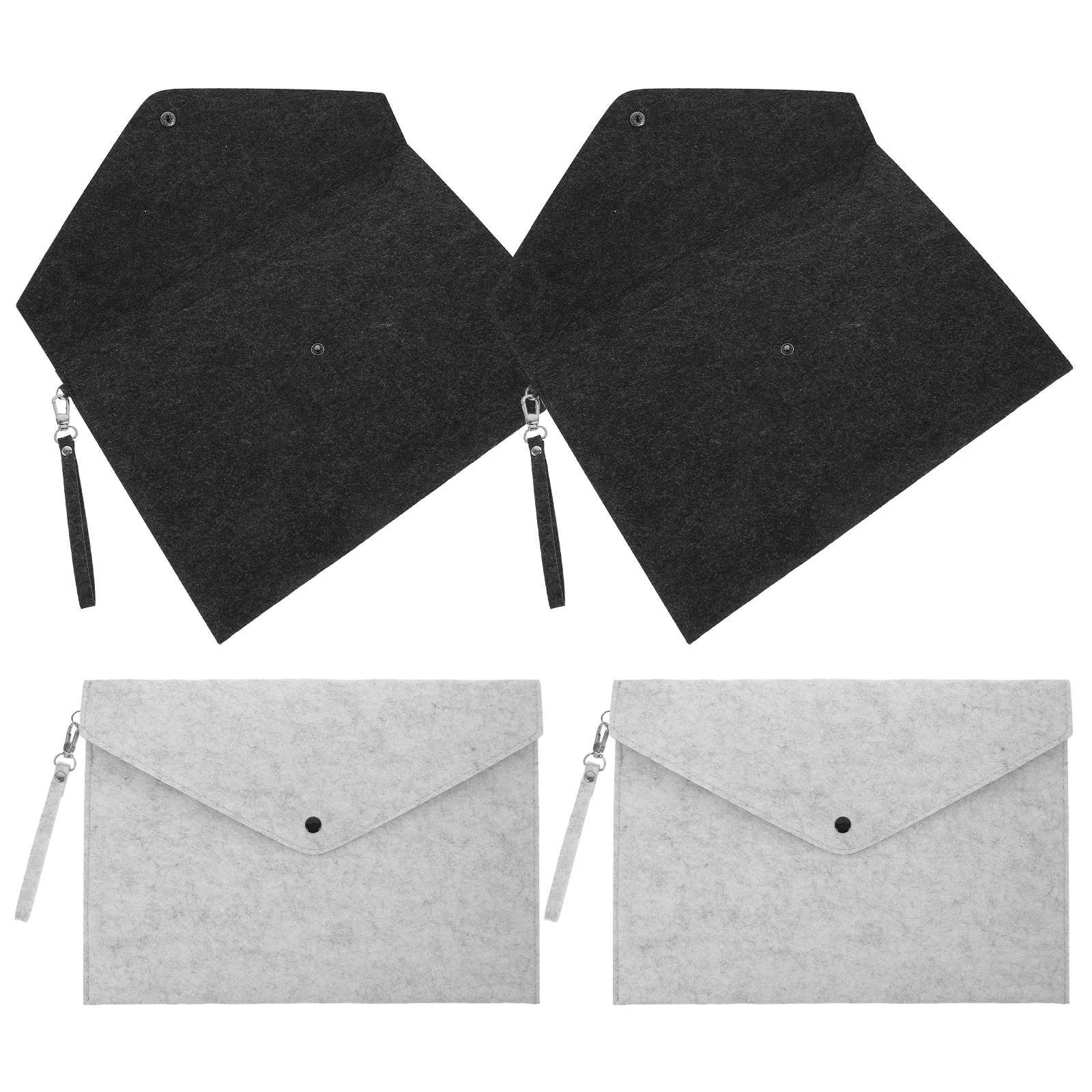 4 Pcs Storage Bag Holder Felt Lined Document Folders with Snap Type File Briefcase Loop Travel