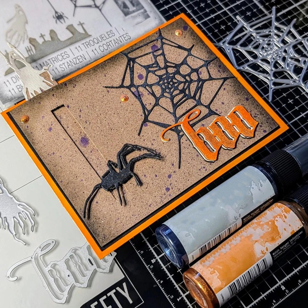 Ghost Witch Wildcat Bat Spidernet Halloween Ornament Metal Cutting Dies Boo Wicked Alphabets Words Dies for DIY Scrapbooking