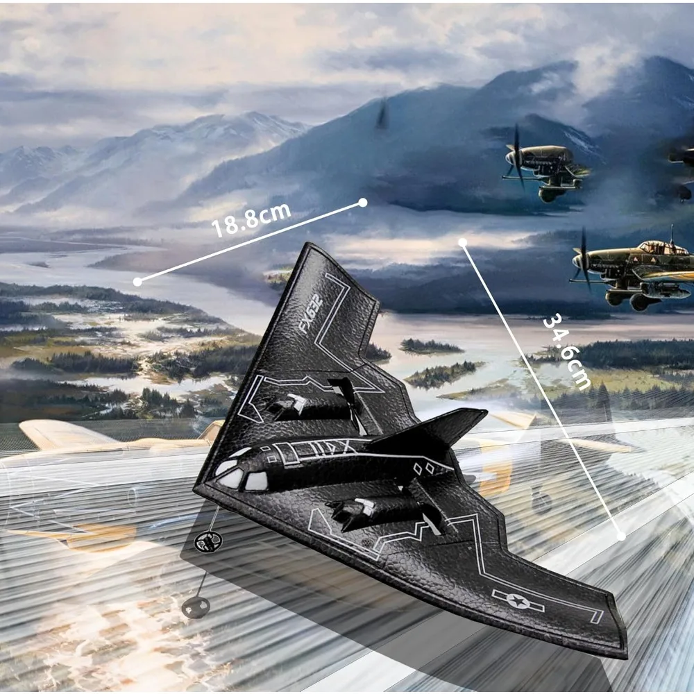 Juguete de avión de espuma con espíritu 2CH RC B-2 para principiantes para niños - Negro