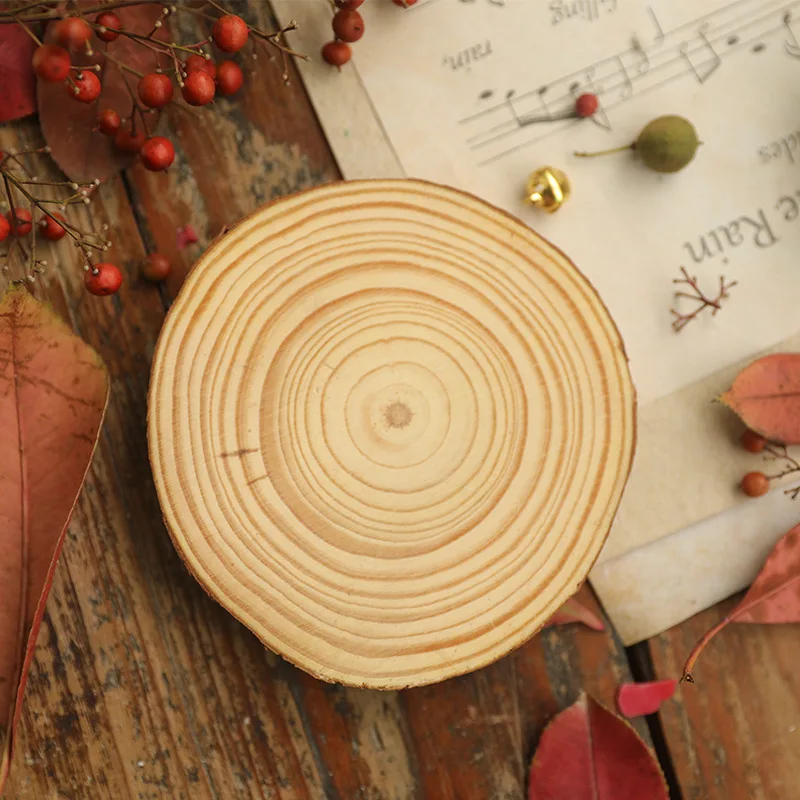 3-12cm Natural Pine Round Wood Slices Circles With Tree Bark Log Discs DIY Christmas Crafts Wedding Party Painting Coaster decor