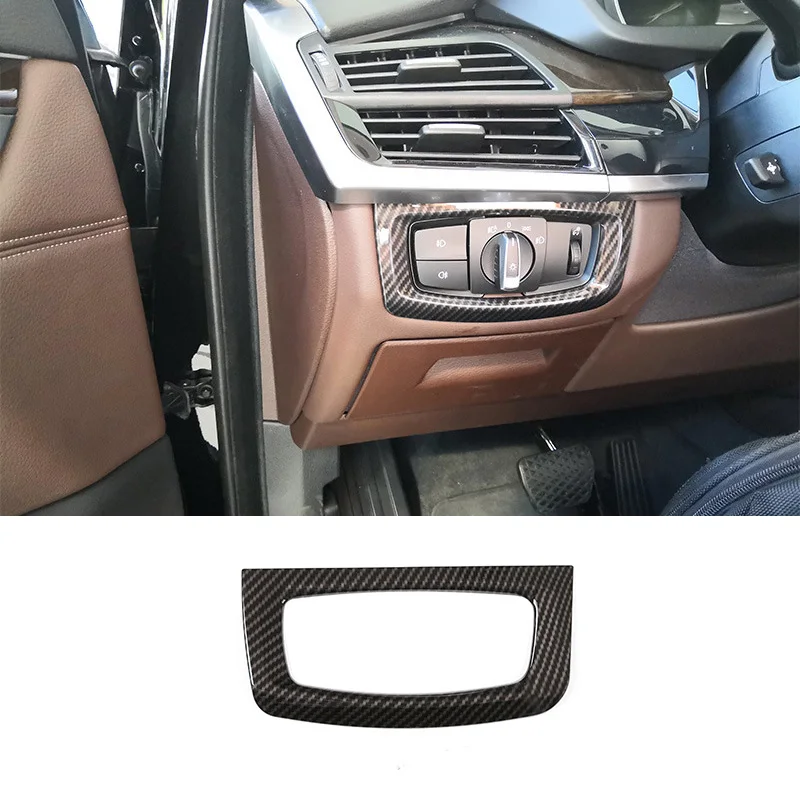 

For BMW X5 X6 F15 F16 14-18 Carbon Fiber Color Front Head-light Control Switch Frame Trim Cover Car Interior Accessories