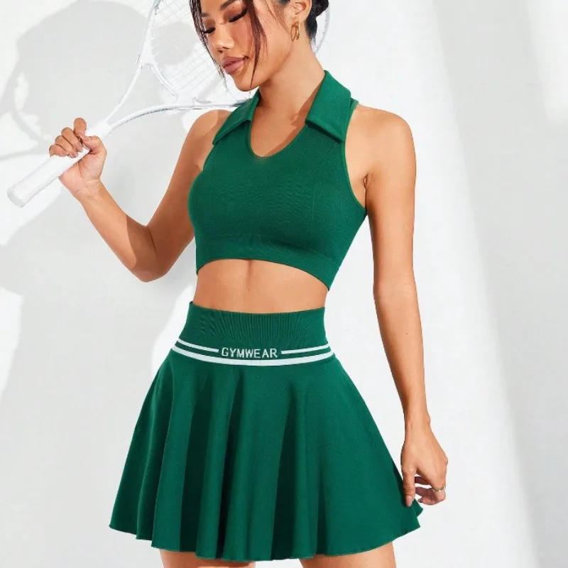 

New Tennis Skirt Ladies Seamless Knitted Stretch Quick Dry Badminton Sports Casual Skirt