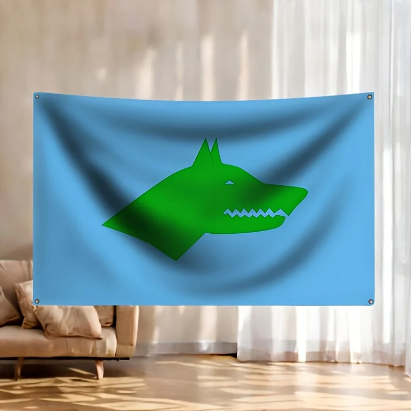 Large Decorative Wolf Dog Head Flag Banner Wall Tapestry Display Hanging Outdoor Party Decoration With 4 Rings Gift