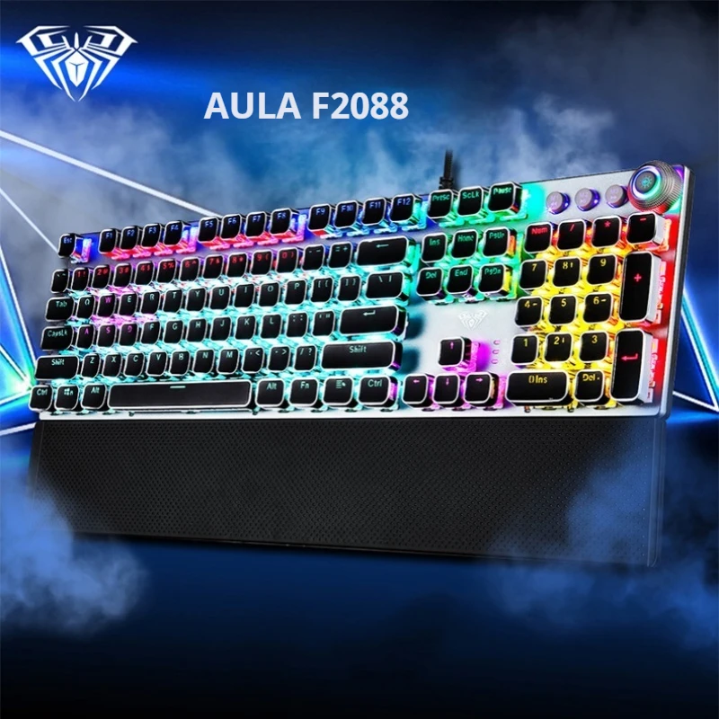 

Aula/Tarantula F2088 Real Mechanical Keyboard Black Axis Steam Punk Retro Esports Game Exclusive