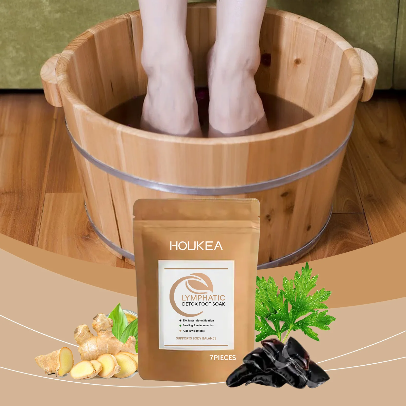 New 7pcs/bag Foot Cleansing Soak Gel Beads Bee Lymphatic Drainage Bath Slimming Up Beads Relief Herb Swelling Foot Bath Detox