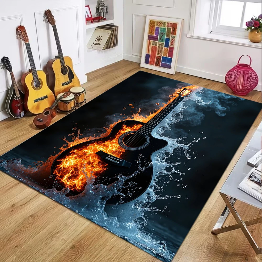 Alfombra de guitarra clásica, guitarra eléctrica, bajo, alfombra para sala de estar, dormitorio, sofá, decoración, tapete antideslizante para juegos infantiles
