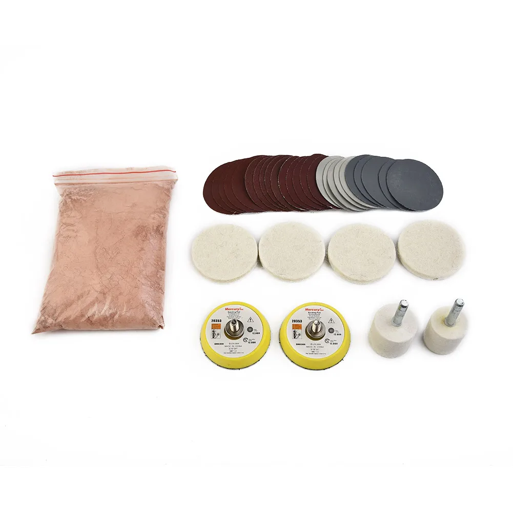 34pcs Set Glass Polishing Kit Deep Scratch Remover Repair Glass Polishing Kit Wool Polish Pad  Car Accessories