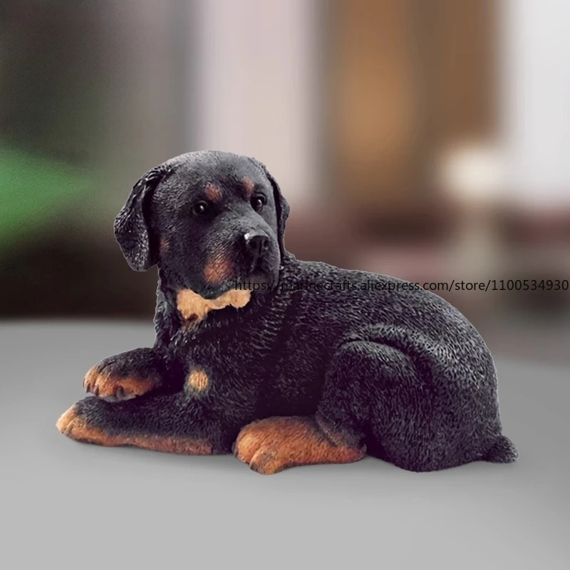 

Статуя собаки Ротвейлера, реалистичный декор автомобиля из смолы, реалистичная фигурка собаки охранника для приборной панели, дома, коллекционная ручная работа, ремесло