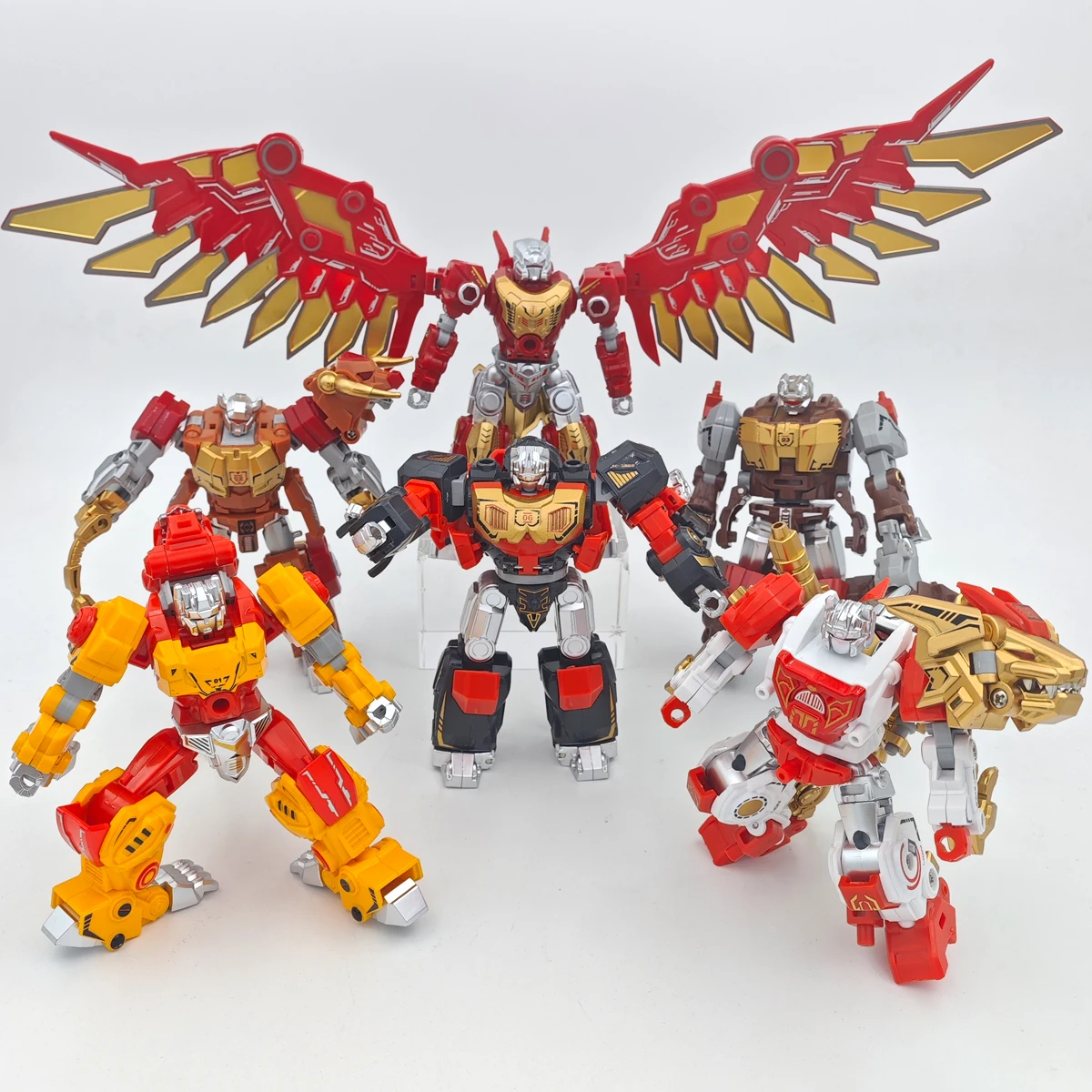 YUEXING Predaking 기계 야수 로봇 변환 26CM 6IN1 Predacons 액션 피규어 어린이 장난감 선물