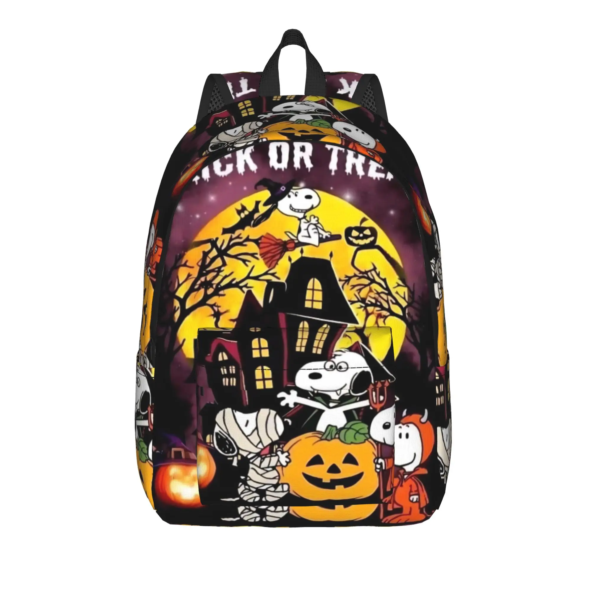 Trick or Treat Halloween Snoopys Backpack for Men Women Teenage Student Work Daypack  Laptop Computer Canvas Bags Sports