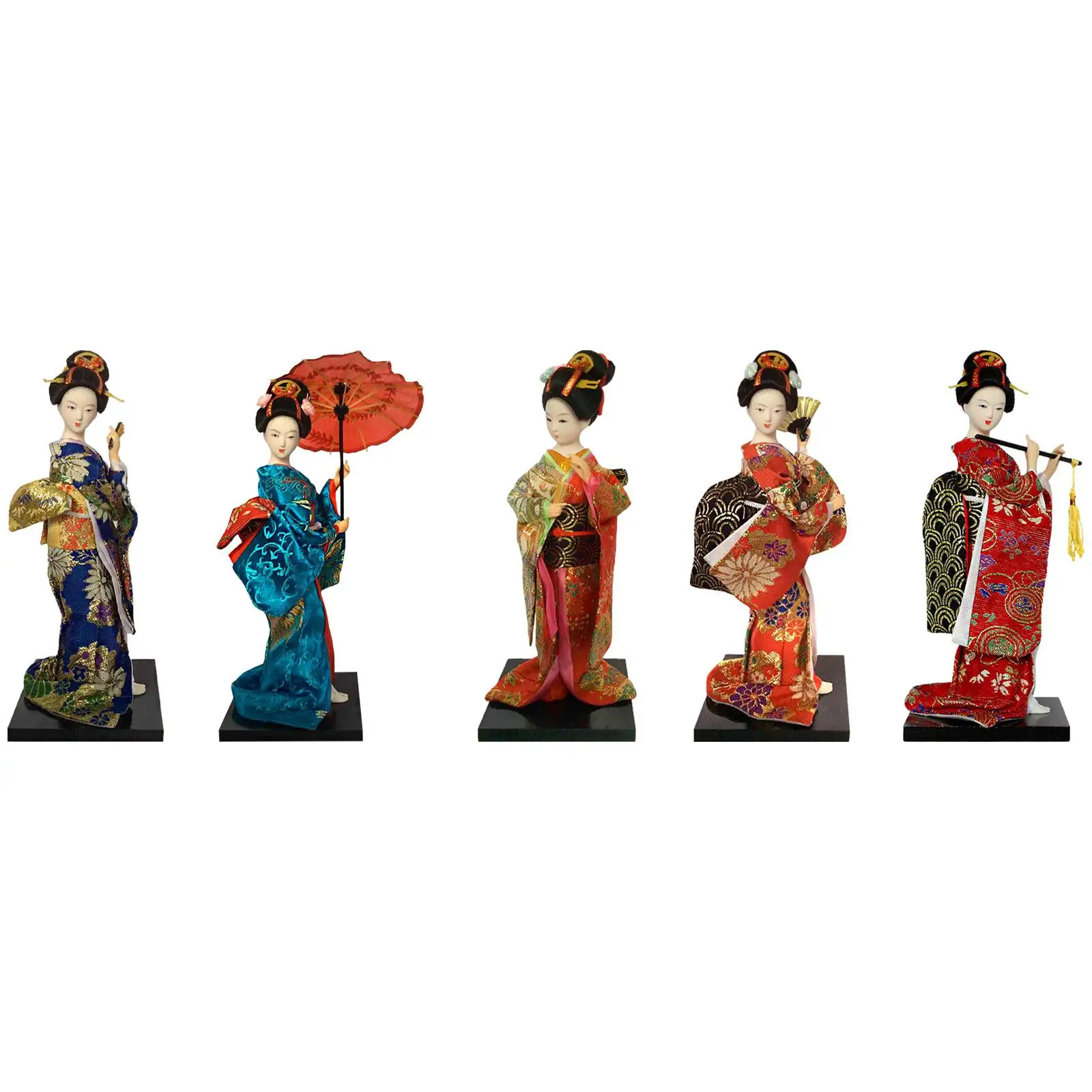 Japanese Geisha Kimono Doll Asian Statue 25cm Collectible Figurine Kabuki Doll for Office Store Living Room Housewarming Gift