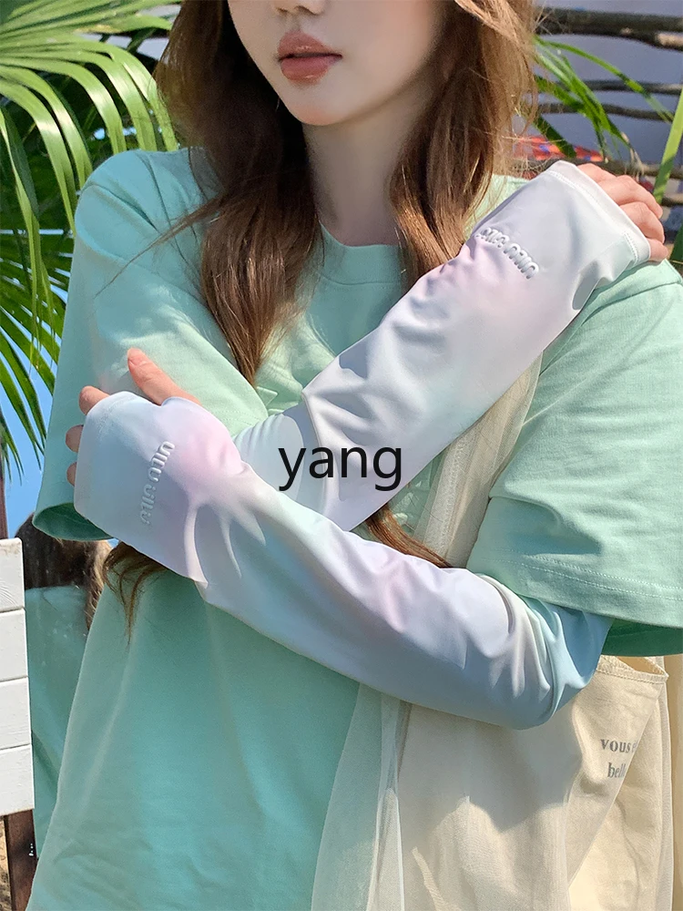 YJQ mangas de protección solar de color de cambio gradual para mujer mangas transpirables de verano brazo de sombrilla