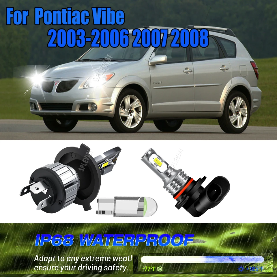 

12v Car CSP Power Headlamp Replacement H4 9006 LED Headlight Fog Light For Pontiac Vibe 2003 2004 2005 2006 2007 2008