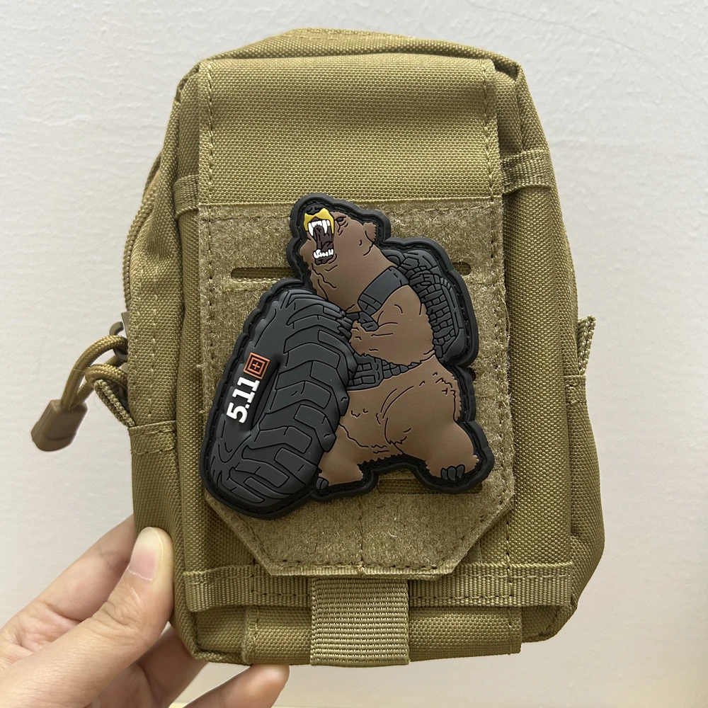 

Funny Bear Tactical PVC Patch, Fierce Roaring Bear Hook And Loop Badge, Decorative Applique For Jackets, Backpacks & Hats