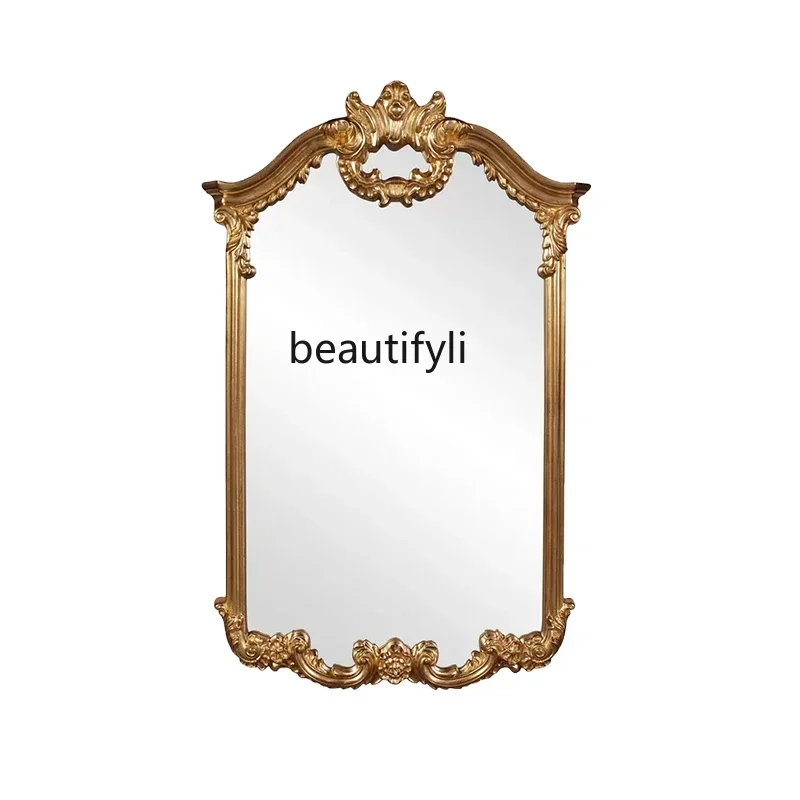 

SS NewFrench smart bathroom mirror with lamp wall-mounted anti-fog mirror retro carved mirror light luxury