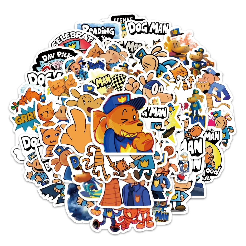 

10/30/50PCS New Dog Man Cartoon Animated Movie Stickers Cute Funny Doodle Waterproof Decal Kids Toy for Pencil Box Guitar Bike