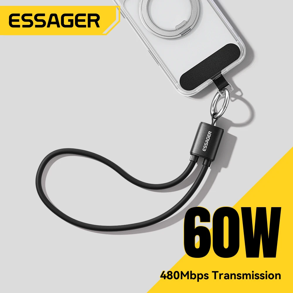 【¥64】Essager 60W USB Type-C ランヤード ショートケーブル-アリエク特価アラート