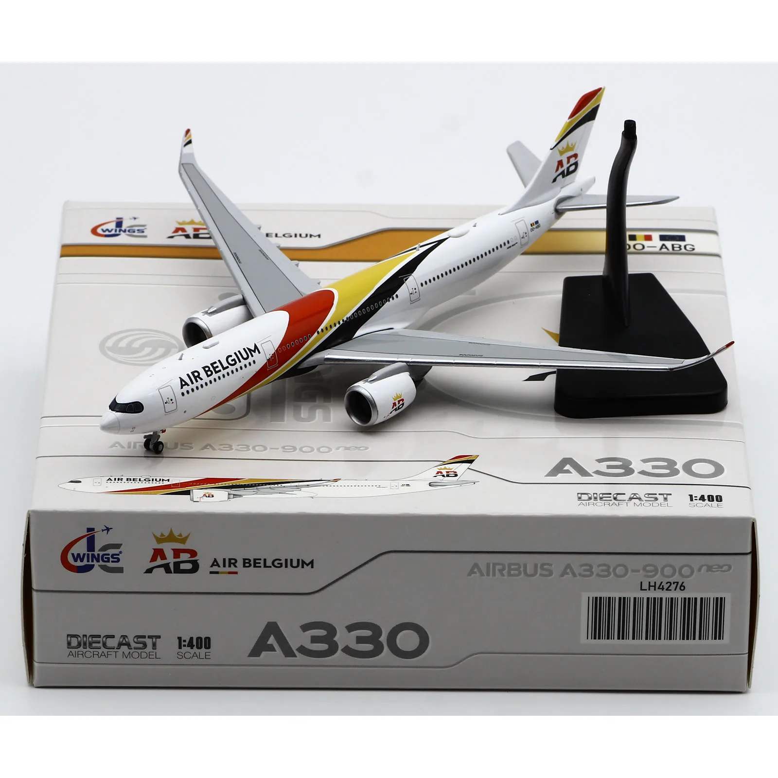 

LH4276 Alloy Collectible Plane Gift JC Wings 1:400 Air Belgium Airbus A330-900neo Diecast Aircraft JET Model OO-ABG With Stand