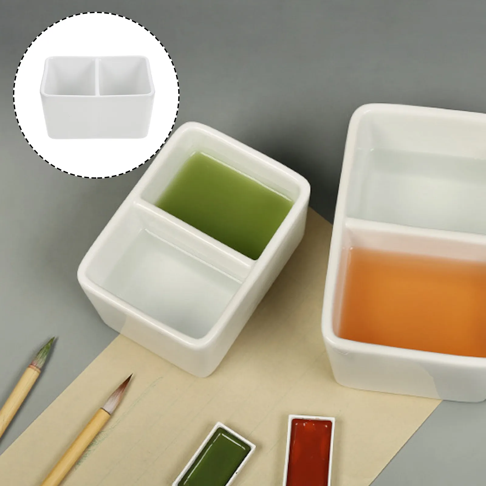 Sturdy Ceramic Ink Dish Calligraphy Painting Tray Inkwell for Brush Washing Ink Storage Office Studio Home Use Lightweight