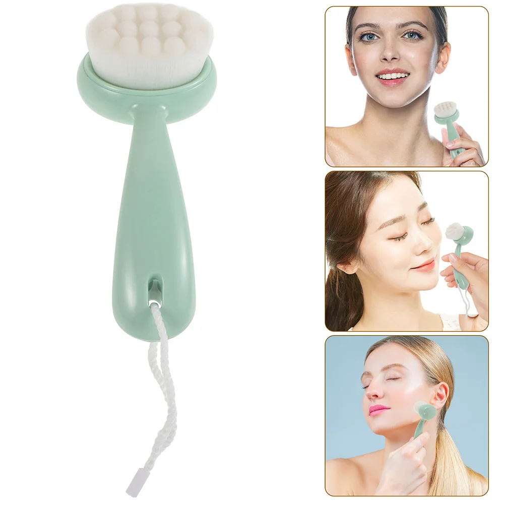 

2Pcs Facial Cleansing Brush Manual Soft Bristles Long Handle Face Scrubber Exfoliator Deep Clean Blackhead Removal for Women