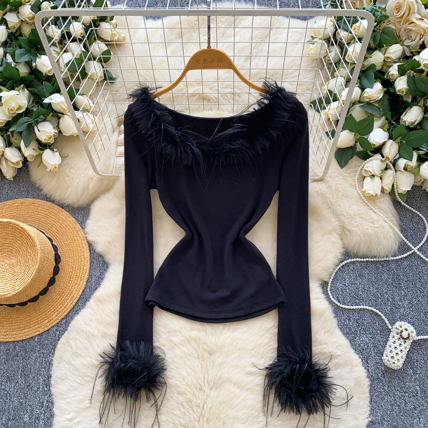 เสื้อแขนยาวคอโอ ดีไซน์เก๋ ตัดต่อสุดเซ็กซี่ สไตล์เกาหลี แฟชั่นไฮสตรีท เสื้อผ้าผู้หญิงสำหรับฤดูใบไม้ร่วง