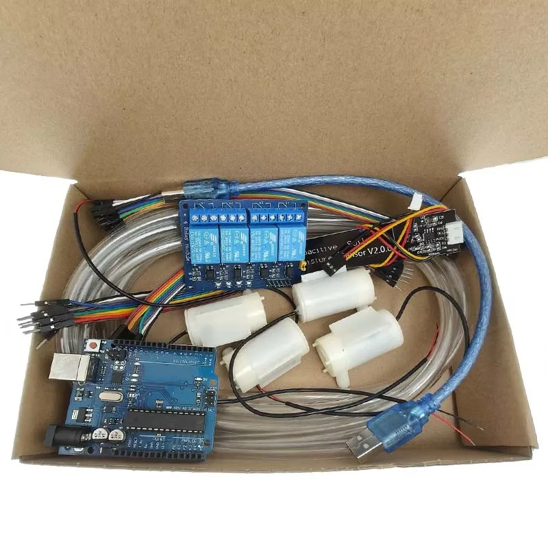 4-Wege-DIY-Kit mit automatischer Bewässerung und Motherboard R3, 4-Wege-Relais, automatische Bewässerung, Gartenblumen, Vier-Wege