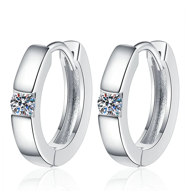 

European and American Platinum PT950 18K Gold Earrings and Earrings with Versatile Temperament. 0.2caratD Moissanite Earrings