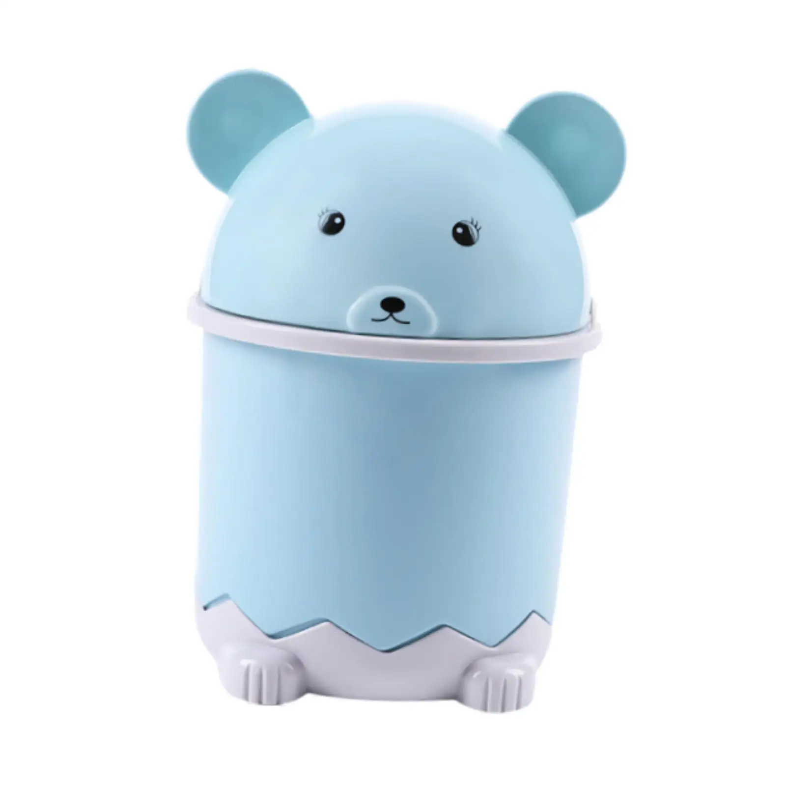 Desk Trash Can Garbage Can with Lid Animal Shape Decoration Cartoon Wastebasket Waste Paper Bin for Study Tabletop Countertop