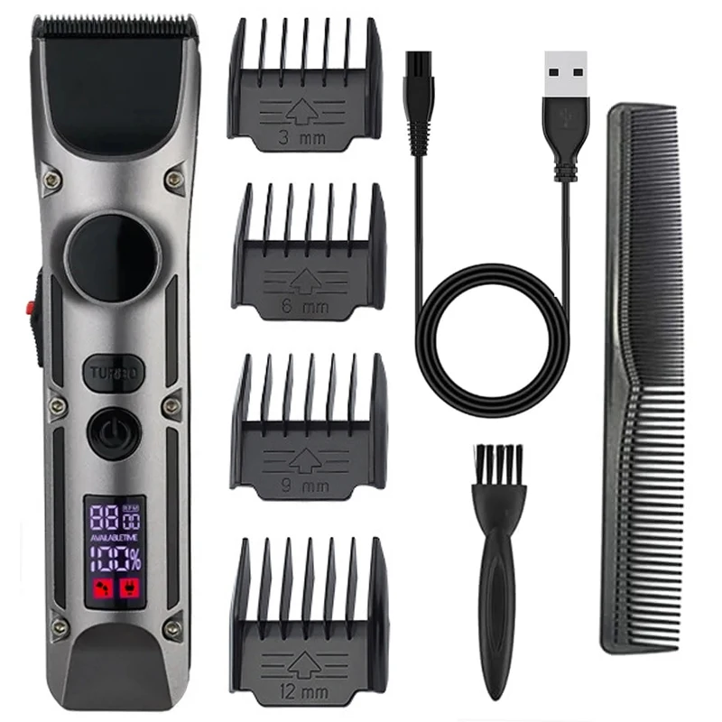 Professional Hair Trimmer For Men Barber Rechargeable Hair Clipper Cordless Hair Cutting Powerful Machine Hair Beard Trimmer