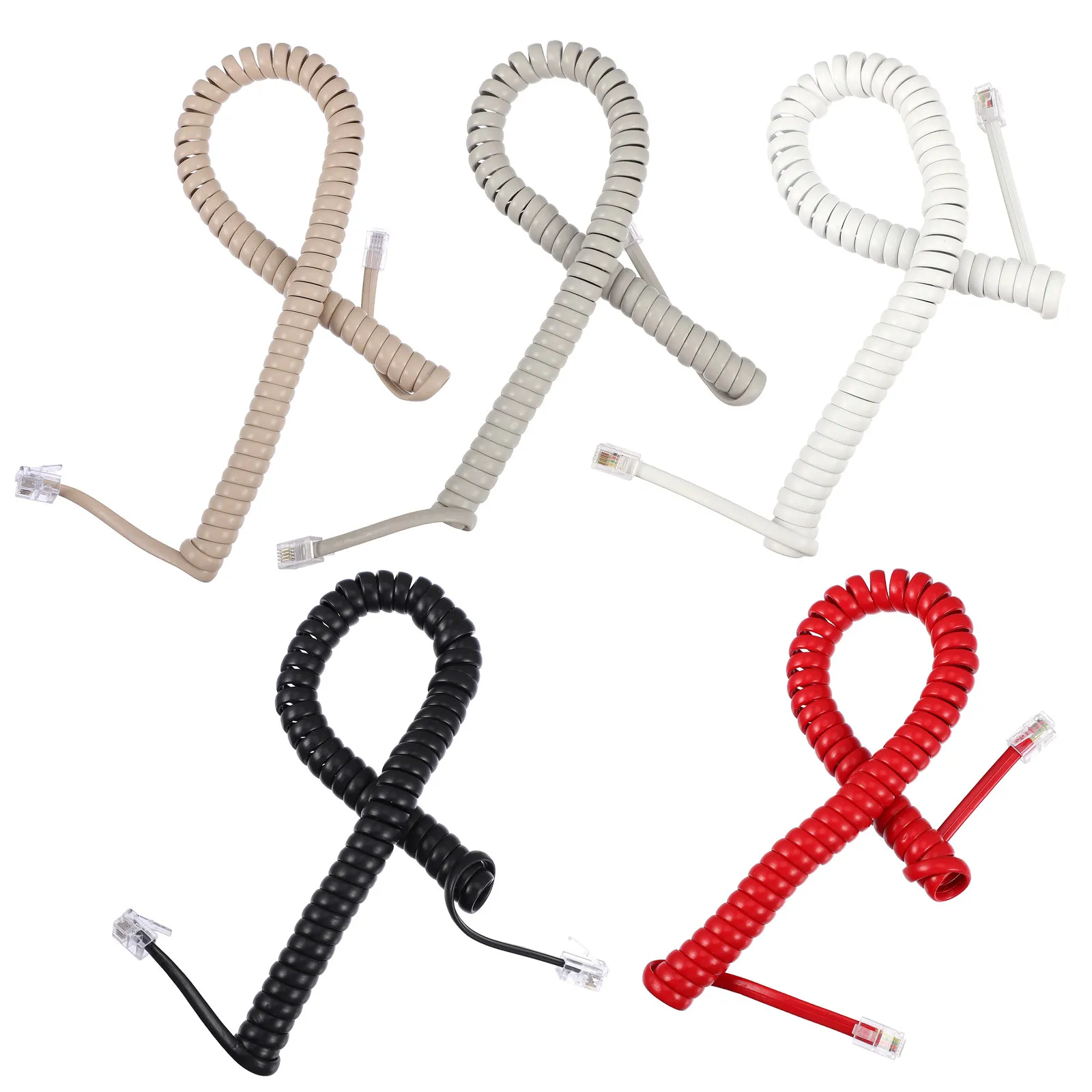 10Pcs Universal Coiled Telephone Cord Replacement Spring Design Phone Cord Landline Office Home Telephone Accessory
