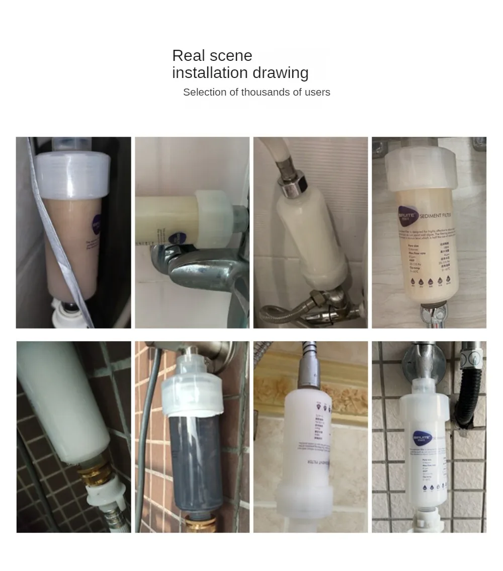 Filtro de agua para grifo para fregadero, purificador de agua pequeño para lavadora de ducha, eliminación de arena de hierro de 1 etapa con filtro de algodón PP