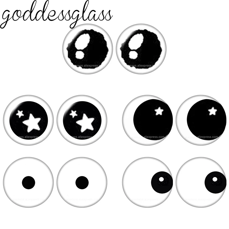 Glass Cartoon Doll Blink Eyes Wink Eyelashes Cute 10pcs 12mm/18mm/20mm/25mm Round Cabochon Flat Back Making Findings Jewelry