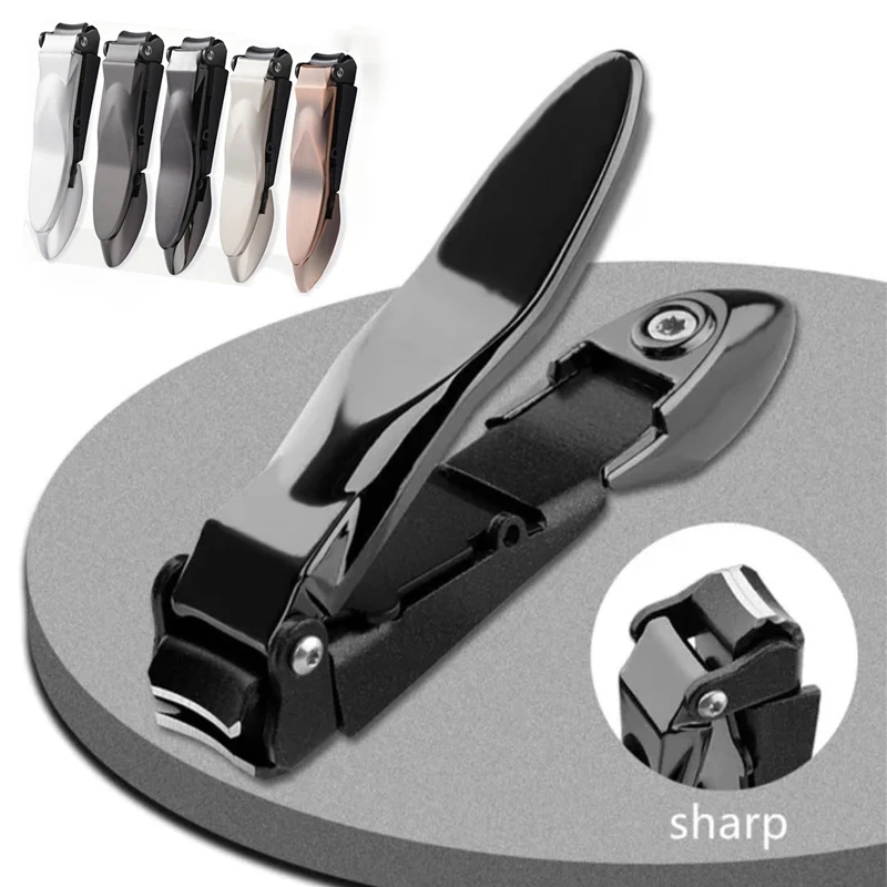 

1Pcs Nail Clippers with Catcher, No Splash Fingernail Toenail Clippers with Sharp Curved Blade and Glass Nail File, Wide Jaw