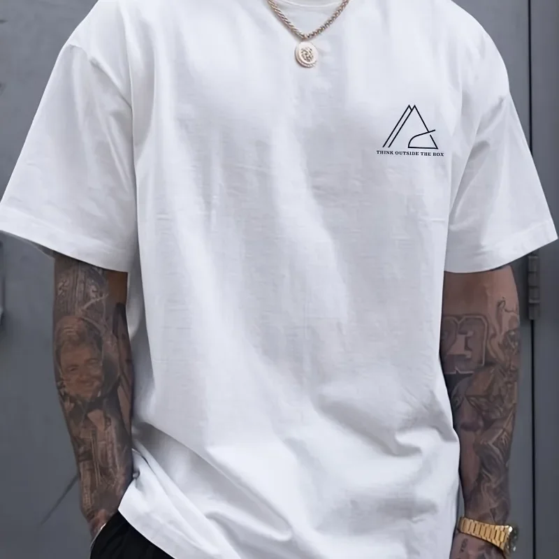 

Geometric Graphic Print Men's T-shirt Creative Top Casual Short Sleeve Round Neck T-shirt Summer Outdoor Men's Clothing